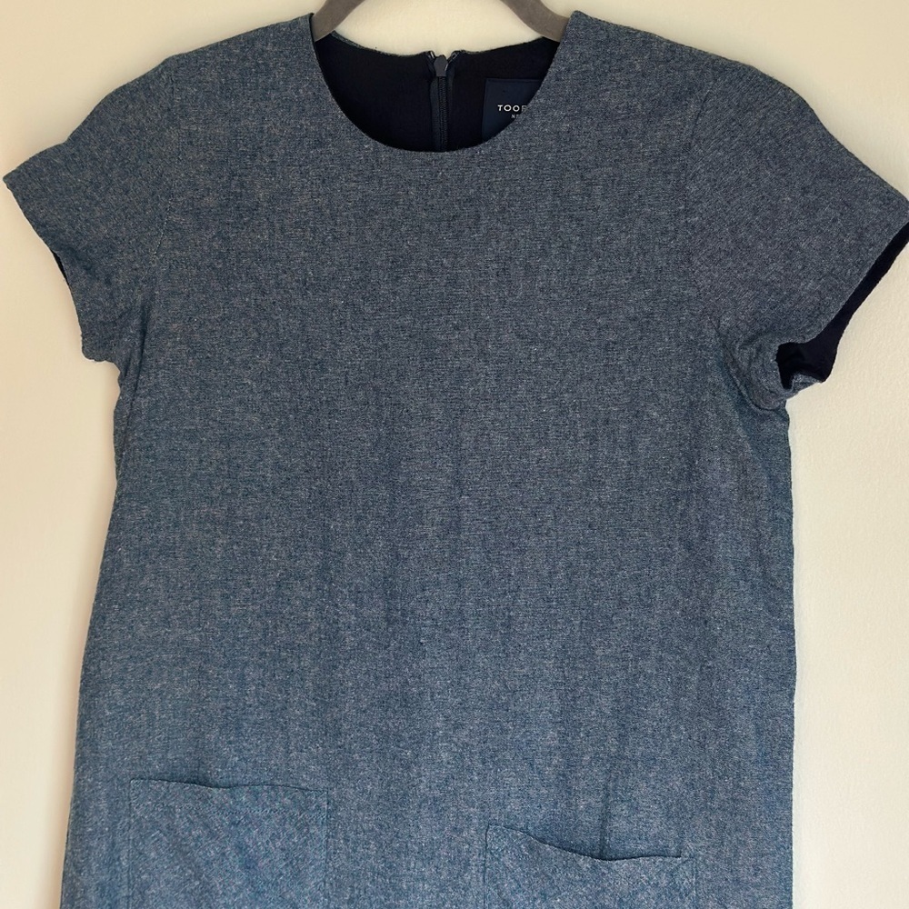 ToobyDoo Girls Cara Shirt dress Chambray Flannel Size 12 Denim Zipper Pockets - Picture 2 of 9